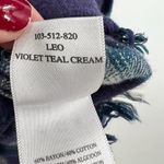 Rails  Leo Button Down Shirt Violet Teal Cream long sleeve fringe hem size medium Photo 5