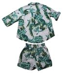 PURO LINO 100% Linen Italy Palms XL Set 2 Piece Blouse & Short Casual Photo 6