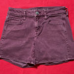 American Eagle  Outfitters Women’s 4 Burgundy Twill Super Stretch Midi Shorts EUC Photo 0