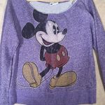 Disney  Parks Womens Purple Mickey Mouse Scoopneck Sweatshirt Top Sz L Christmas‎ Photo 1
