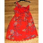 Xhilaration  Orange Red Floral One Shoulder Lined Mini Dress Size‎ Medium Juniors Photo 1