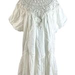 Anthropologie  High Neck Lace Tunic Mini Dress Medium White Lace Ethereal Dainty Photo 6