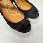 Sofft Black Red Suede Leather Peep Toe Mary Jane Heels Womens 7 Retro Classic Photo 1