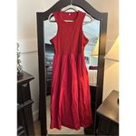 NEW Midi Knit High Neck Tank Top Racerback Pockets Dress XL Red Photo 2