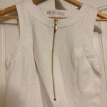 Boston Proper  White Dress Size 8 Gold Zip Front Rayon Nylon Blend Bodycon Midi Photo 1