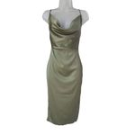 Oh Polly  Sage Green Satin Cowl Neck Midi Dress Size 2 Photo 4