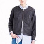 J.Crew Full Zip Wool Jacket Size 10 Bib Coat Gray Old Money Preppy Academia Photo 0