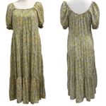 J.Crew  Factory Yellow Floral Puff Sleeve Tiered Midi Dress Preppy French Country Photo 1
