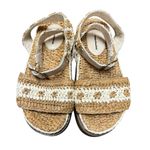 Free People  FP Roma Raffia Slip On Ankle Strap Platform Sandals Tan White 8 Photo 4