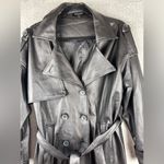 Beulah  Style Jacket Womens Small Black Faux Leather Long Trench Coat Photo 3