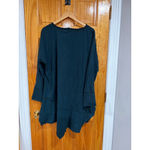 Cynthia Ashby Green Lagenlook Asymmetrical Pullover Sweater Tunic Dress Large Photo 4