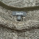 Neiman Marcus  Green Ivory Tight Knit Long Sleeve Chucky Pleated Sweater Size M Photo 6