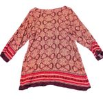 Artisan NY Tunic Top Womens 1X Pink Burgundy Paisley Print Shirt Boho Tassels Photo 2