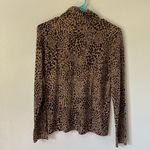 Talbots Animal Print Funnel Neck Knit Top Long Sleeve Silk Camel Hair Medium Photo 7