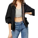 Free People Jayde Safari Jacket Black Long Sleeve Linen Women's Size Small Photo 0