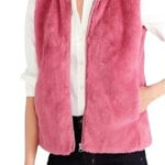 J.Crew Faux Fur Sleeveless Vest Pockets Zip Up Closure Lined Small Guava Berry Photo 0