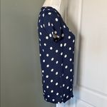 Reformation  Polka Dot Short Sleeve Top Navy White Viscose Size M – Lightweight Photo 4