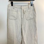 Madewell  Patch Pocket Linen Flare Trousers in Oat Color Linen Size US 2 NWT Photo 2