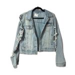 Ci Sono Light Blue Denim Ripped Jean Jacket Photo 0
