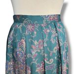 Vintage 90s Talbots Teal Paisley Midi Skirt Rayon Pleated Boho Cottagecore 10 Green Photo 1