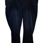 Woman Within  26W Petite Blue Straight Leg Pull On Stretch Denim Jeans Dark Wash Photo 0