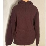 Free Planet  Burgundy Sherpa Hoodie S Winter Cozycore Comfy Casual Streetwear NEW Photo 2