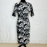 Vince Camuto Dress Womens Size S Black White Floral Short Sleeve Sheath Stretch Photo 6