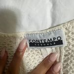 Contempo Casuals Vintage Crochet White Vest With Button Front  Photo 3