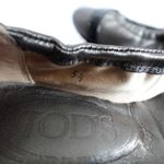 Tod's  Grey Silver Leather Black Buckle Cap Toe Ballerina Flats Photo 11