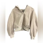 ZARA small cropped Tan Zip-Up Hoodie Photo 7