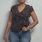 Classiques Entier  Leopard Print Silk Ruffle Blouse Sz S Photo 0