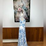 Gorgeous New Dessy Collection Social Bridesmaid Floral Chiffon Dress! Blue Size 0 Photo 3