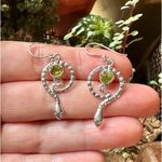 Snake Natural Peridot Rough Sterling Silver Earrings Silver Photo 2