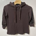Soft Surroundings  Northstar Hoodie Velvet Trim Sweatshirt Brown Size Medium‎ Photo 0