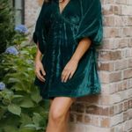 Free People Green Portia Velvet Babydoll Mini Dress XS Photo 2