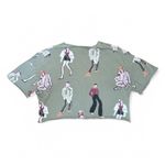 ZARA Trendy Graphic Cropped Tee in Olive Photo 1