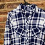 Aerie Navy Blue White Plaid Long Sleeve Flannel Romper Pajamas Womens Size Small Photo 2