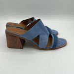 H by Halston  Blue Suede Chunky Heel Sandals Size 8.5 B34 Photo 6