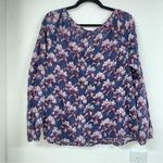 Lucky Brand Navy Blue & Pink Floral Boho Long Sleeve Blouse Womens L Casual Photo 8