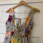 H&M  V-neck Plunge Back Linen Blend Floral Maxi Dress Photo 4