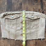 SheIn  Petites Raw Hem Button Front Denim Strapless Tube Top Tan Size Small Photo 10