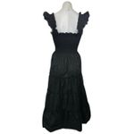 Quince Black Ruffle Smocked Square Neck Tiered Sleeveless A Line Midi Dress XS Photo 2