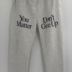Praying white you matter don’t give up grey cuffed joggers sweatpants sz large Photo 0