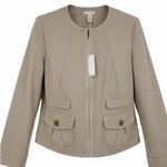 Chico's  Adrena Jacket Small NWT Beige Linen Blend Zip Up Utility Cottagecore Photo 0