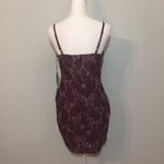 Bailey blue NWT Max + Ash Burgundy Metallic Lace Mini Dress Photo 3