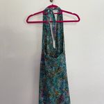 NWT Awesomeness Designs Colorful Tie Dye Long Halter Maxi Dress Large Blue Photo 4