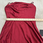 Lulus  Fanciful Flirt Burgundy Satin Cowl Neck Skater Mini Dress Size Small Photo 15