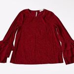 Vine & Love  Women’s Metallic & Sparkling Red Ruffled long sleeve top size Large Photo 0