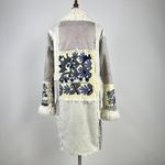 Johnny Was NWOT  Fur & Faux Suede Floral Embroidered Coat Pockets Size S Grey Photo 4