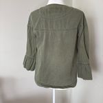 Sanctuary  Womens Jacket 3/4 Sleeve Ruffle Cuff Jacket Cadet Green Small Photo 5